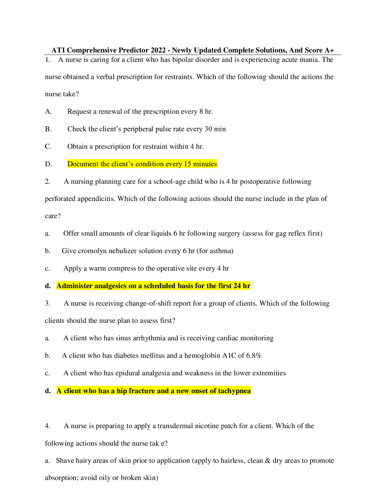 Preview image for ATI Comprehensive Predictor 2022 - Newly Updated Complete Solutions, And Score A+
